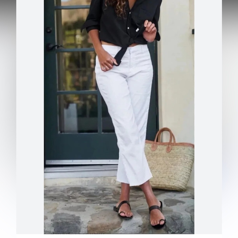 Frank & Eileen Kinsale The Trouser Italian Performance Linen White Size 10 - Picture 4 of 9